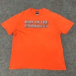 Harley Davidson Bad To The Chrome orange graphic tee